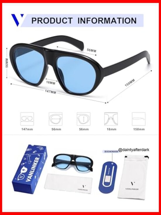 Plastic Frame UV400 Aviator Sunglasses Unisex Retro Oversized - Picture 4 of 7